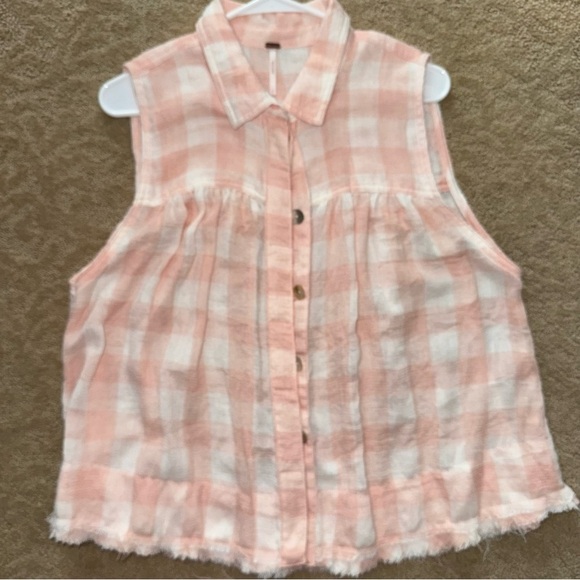 Free People Hey There Sunrise Button Front Gingham Top - Picture 7 of 14